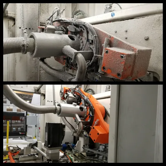 Dry ice blast cleaning at this machine shop
