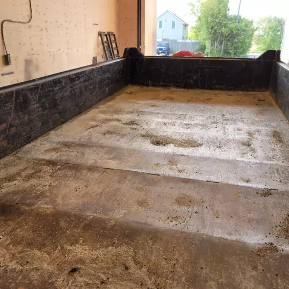 Dump trailer before sandblasting