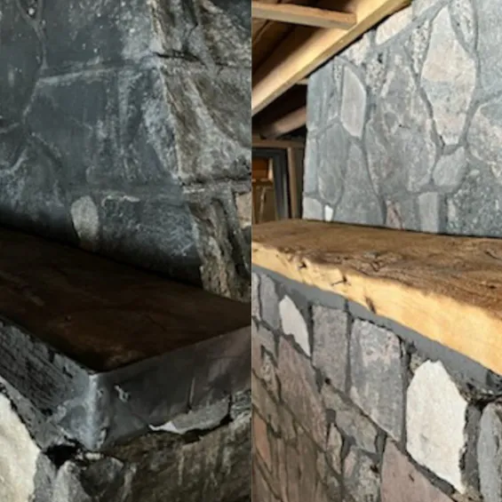 Fireplace sandblasting before and after