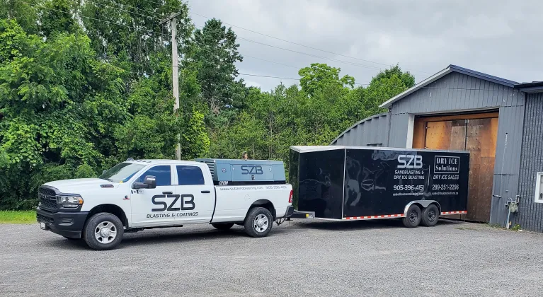 SZB SubZero Blasting Inc white truck