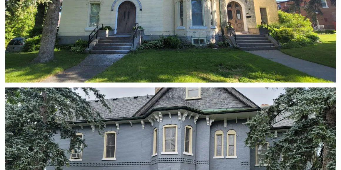 Before and after home exterior sandblasting