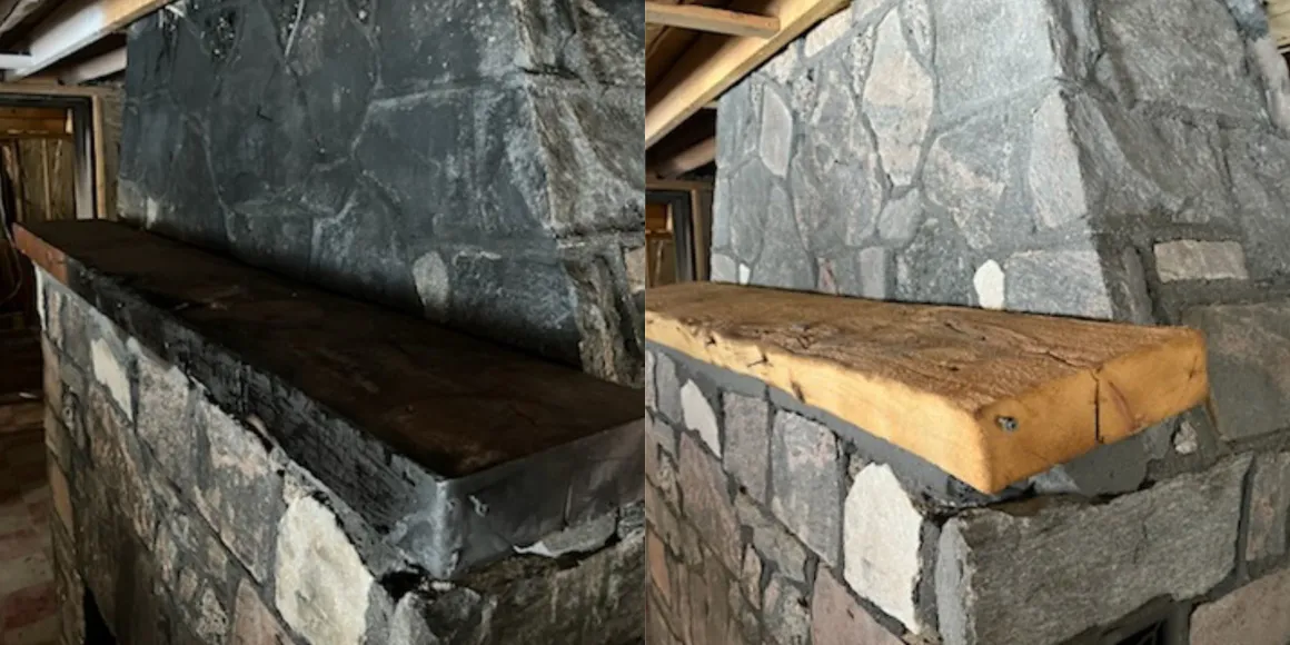 Fireplace sandblasting before and after