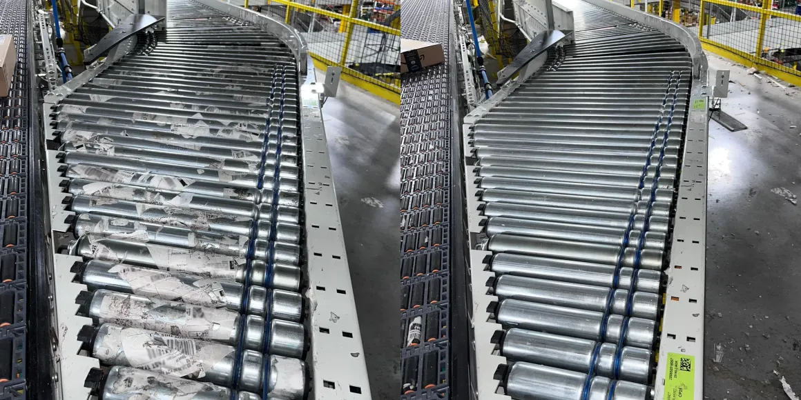 Cleaning rollers at courier facility with dry ice blasting in Ottawa