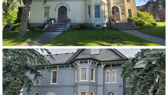 Before and after home exterior sandblasting