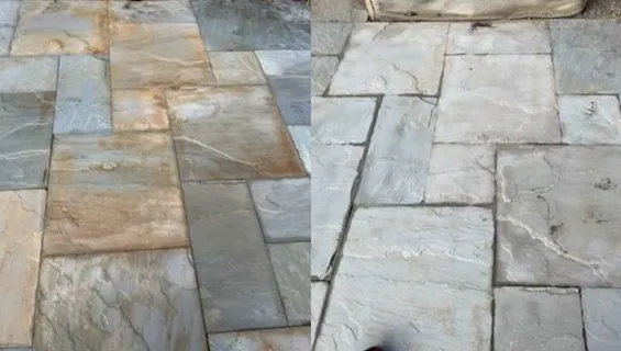 Sandblasting patio stones