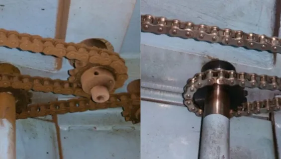 Rust removal of industrial chain before and after