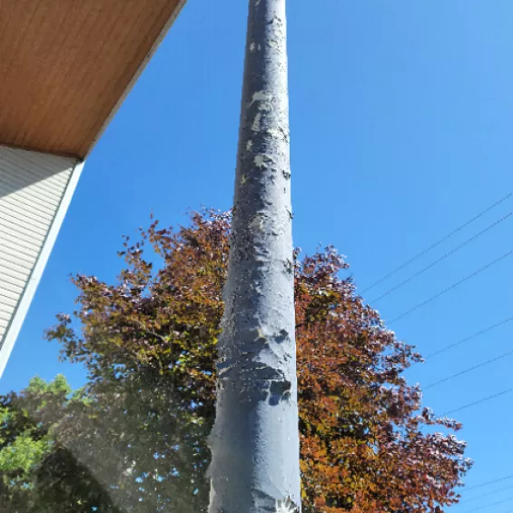 Structural post with old paint job