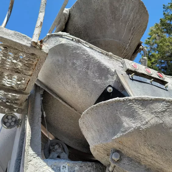 Cement Truck Sandblasting close up