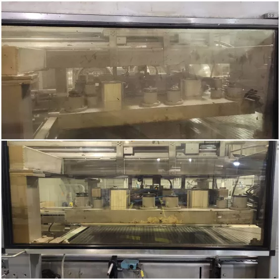 Blast cleaning food manufacturing equipment