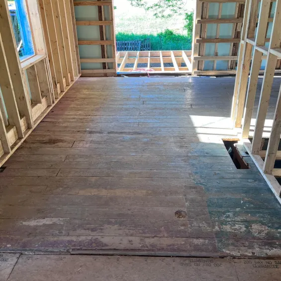 01 - Before sandblasting floor of farmhouse in June 2024