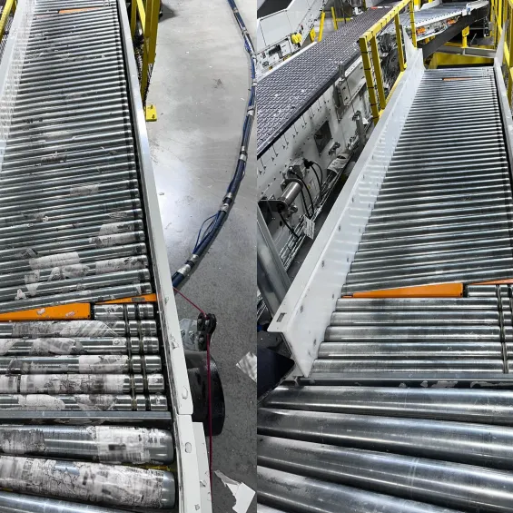 Before and after cleaning rollers at shipping facility in Ottawa, Ontario