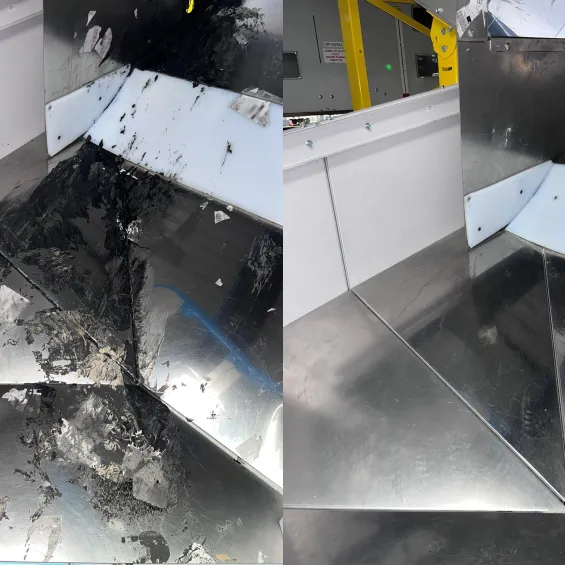 Before and after dry ice blast cleaning at Ottawa shipping company