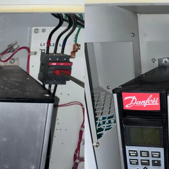 Before and after cleaning Danfoss equipment with dry ice